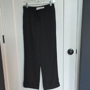 J. Crew Black Satin Cuffed Drawstring Pants Size 2 NWT